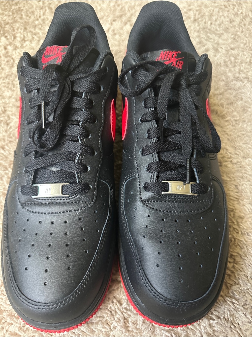 Nike Black and Red Men's Air Force 1’s Size 11.5